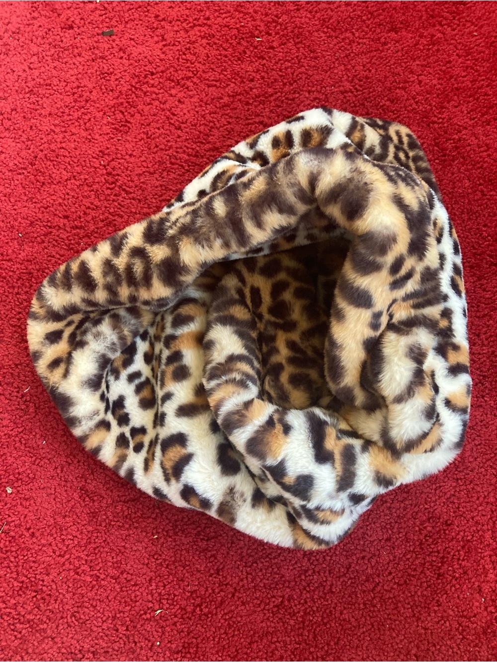 Leopard Print Faux Fur Infinity Scarf - Brown